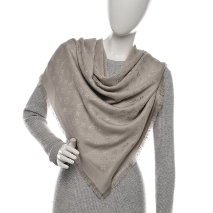 Louis Vuitton Silk Wool Monogram Shawl Beige 2 of 4