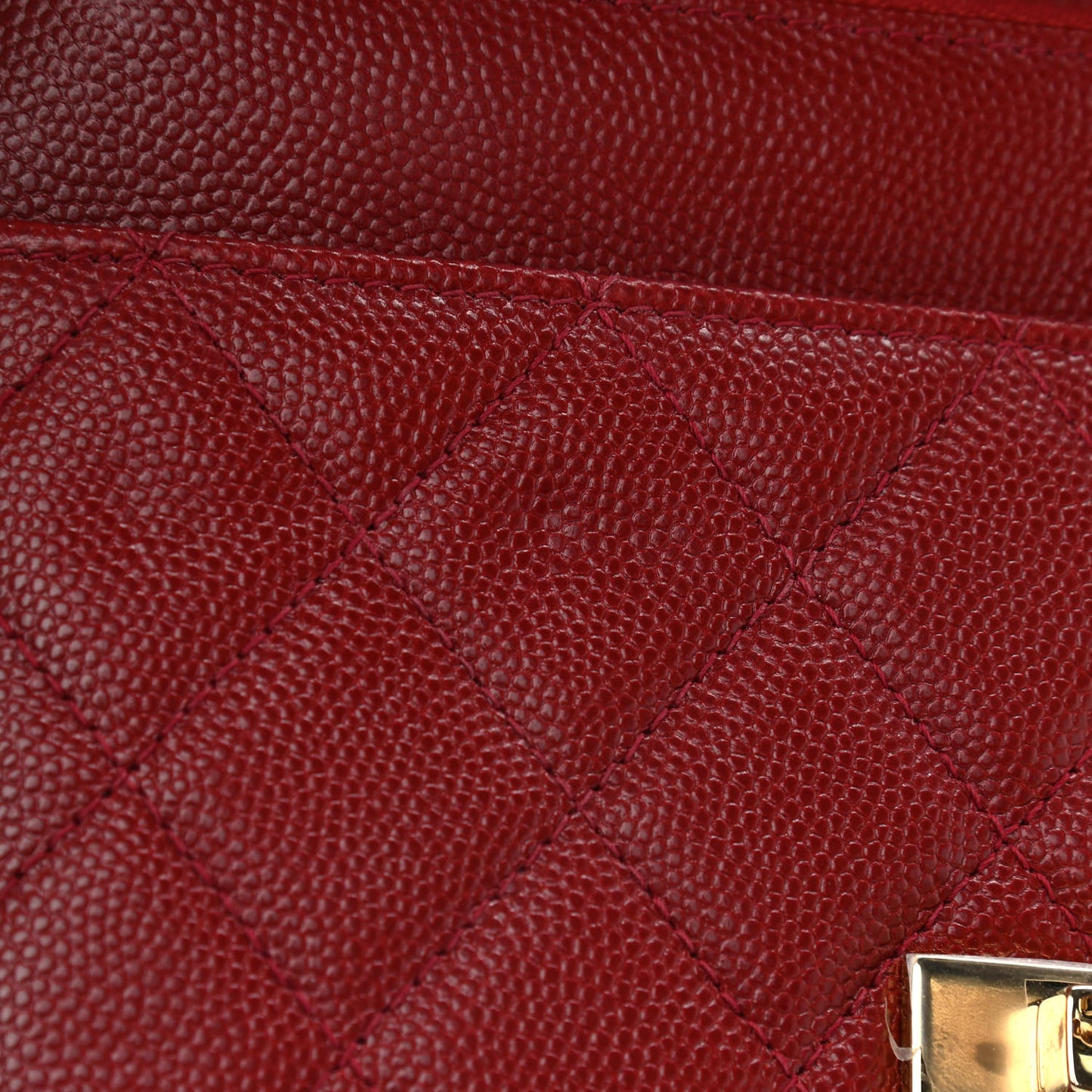 Caviar Quilted Golden Class Wallet On Chain WOC Red