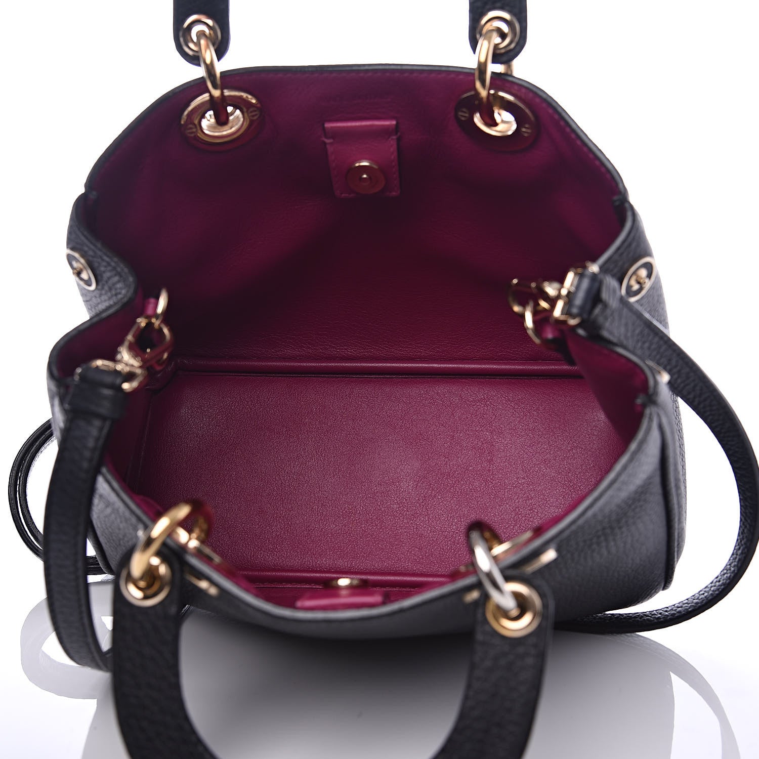 Christian Dior Bullcalf Mini Diorissimo Tote Black Rose Indien 5 of 9