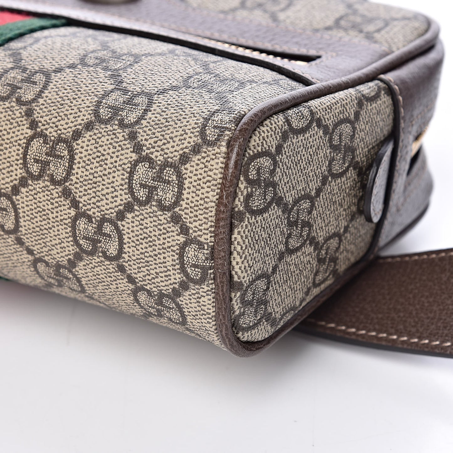 GG Supreme Monogram Web Small Ophidia Belt Bag 105 42 Dark Brown