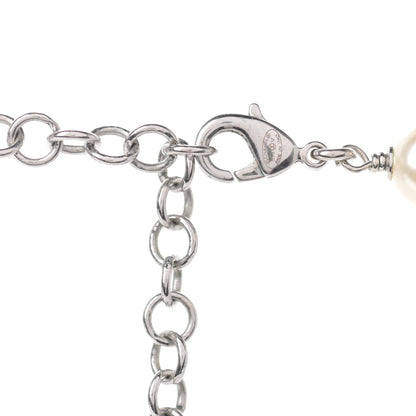 Chanel Crystal Pearl CC Long Necklace Silver 4 of 4