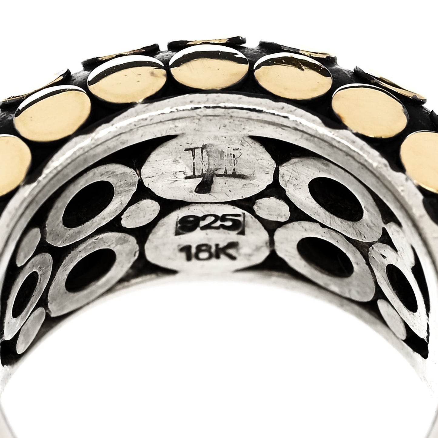 Sterling Silver 18K Yellow Gold Dot Ring 53 6.25