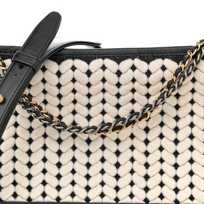 Chanel Wool Calfskin Medium Gabrielle Hobo Black White 8 of 10