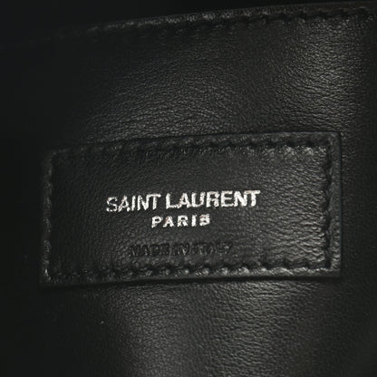 Saint Laurent Calfskin Crocodile Embossed West Hollywood Monogram Fold Over Clutch Black 6 of 8