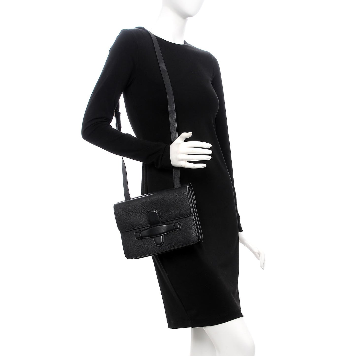 Baby Grained Calfskin Medium Symmetrical Bag Black