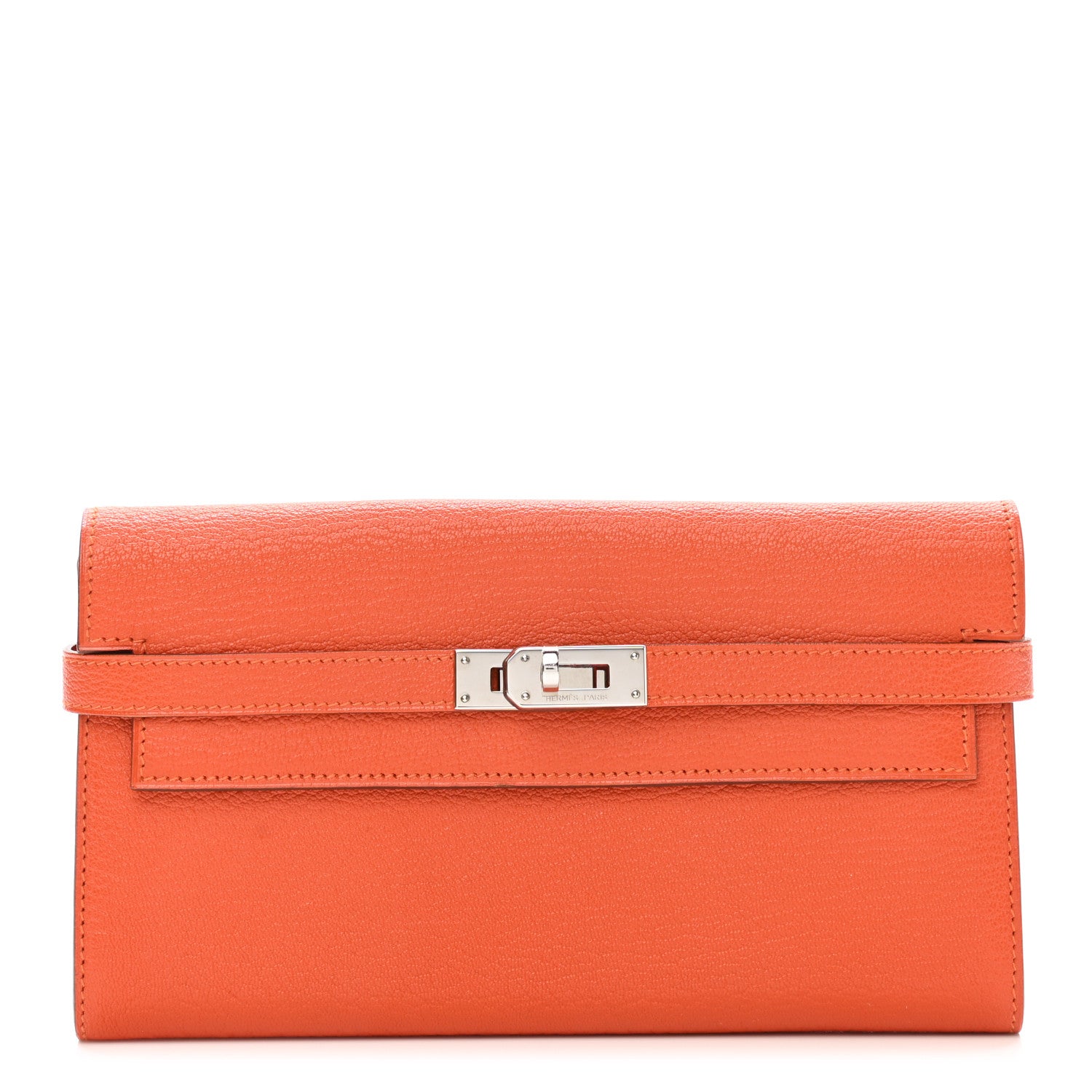 Hermes Chevre Mysore Kelly Longue Wallet Orange 1 of 10