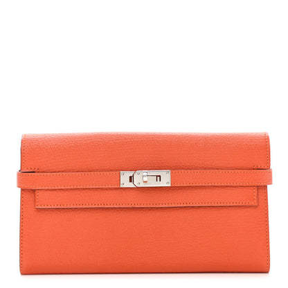 Hermes Chevre Mysore Kelly Longue Wallet Orange 1 of 10