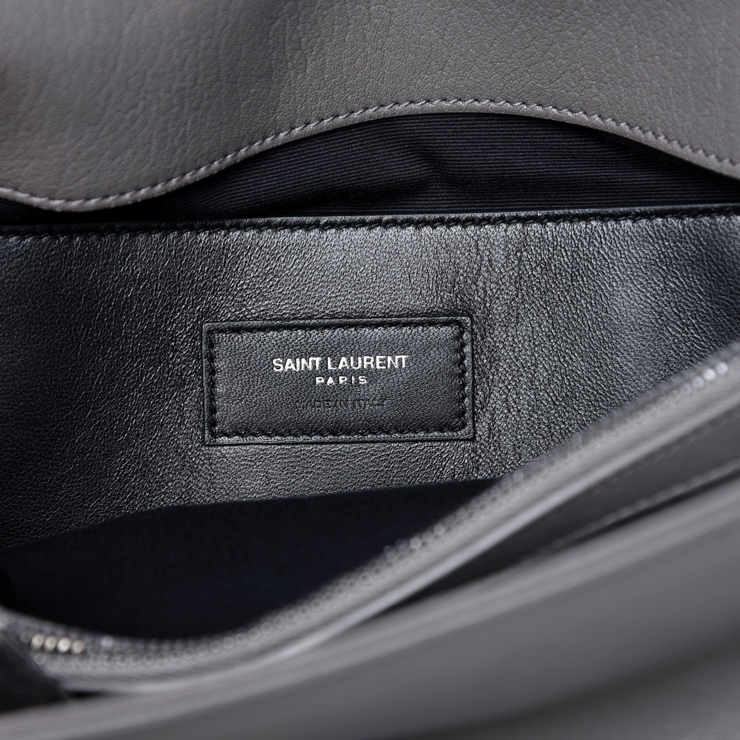 Saint Laurent Sheepskin Medium West Hollywood Monogram Fold-Over Bag Grey 7 of 9