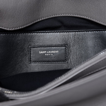 Saint Laurent Sheepskin Medium West Hollywood Monogram Fold-Over Bag Grey 7 of 9