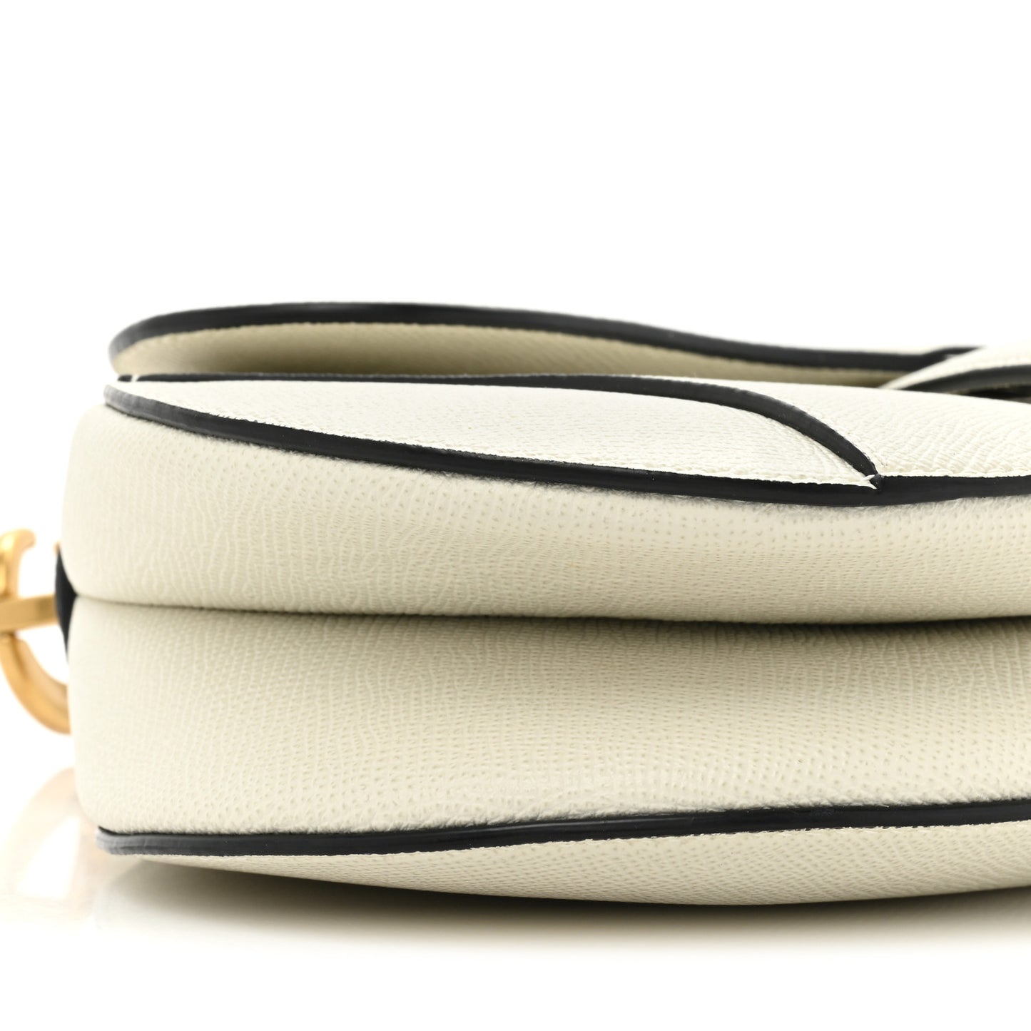 Grained Calfskin Saddle Bag White