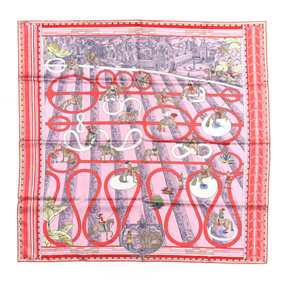 Hermes Silk Passades et Serpentines Double Face Scarf 90 Rose Bleu Beige 1 of 4