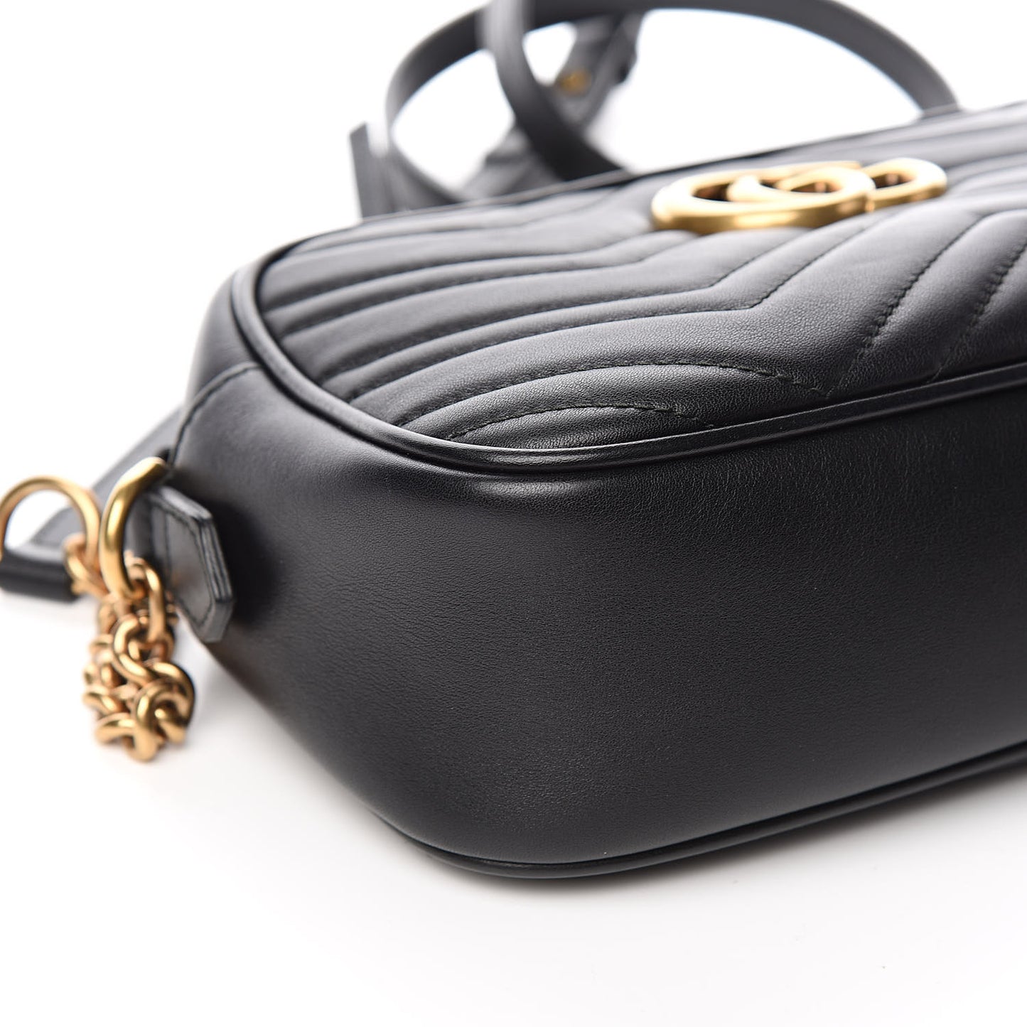 Calfskin Matelasse Small GG Marmont Chain Shoulder Bag Black
