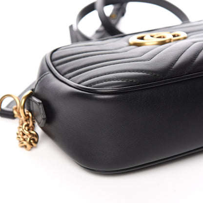 Gucci Calfskin Matelasse Small GG Marmont Chain Shoulder Bag Black 8 of 10