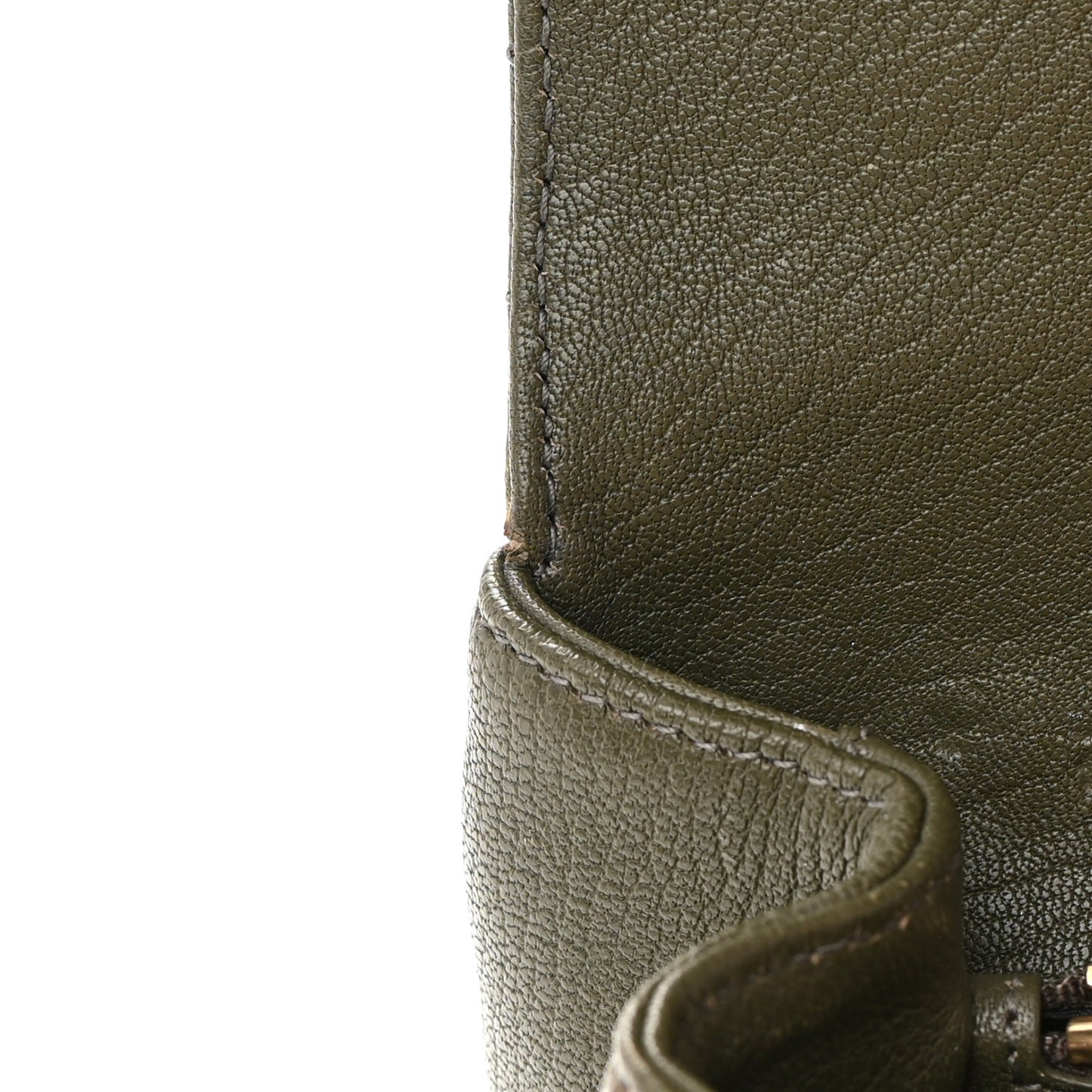 Sheepskin Matelasse Chevron Monogram Medium College Bag Military Olive