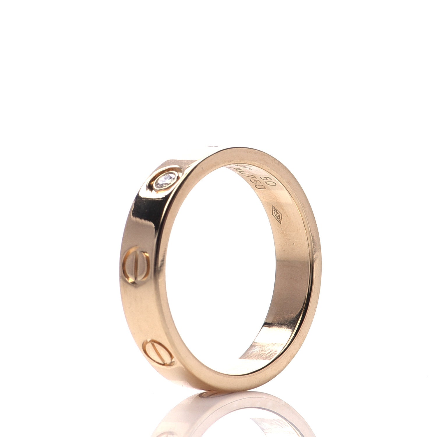 Cartier 18K Yellow Gold Diamond 4mm LOVE Wedding Band Ring 50 5.25 4 of 5