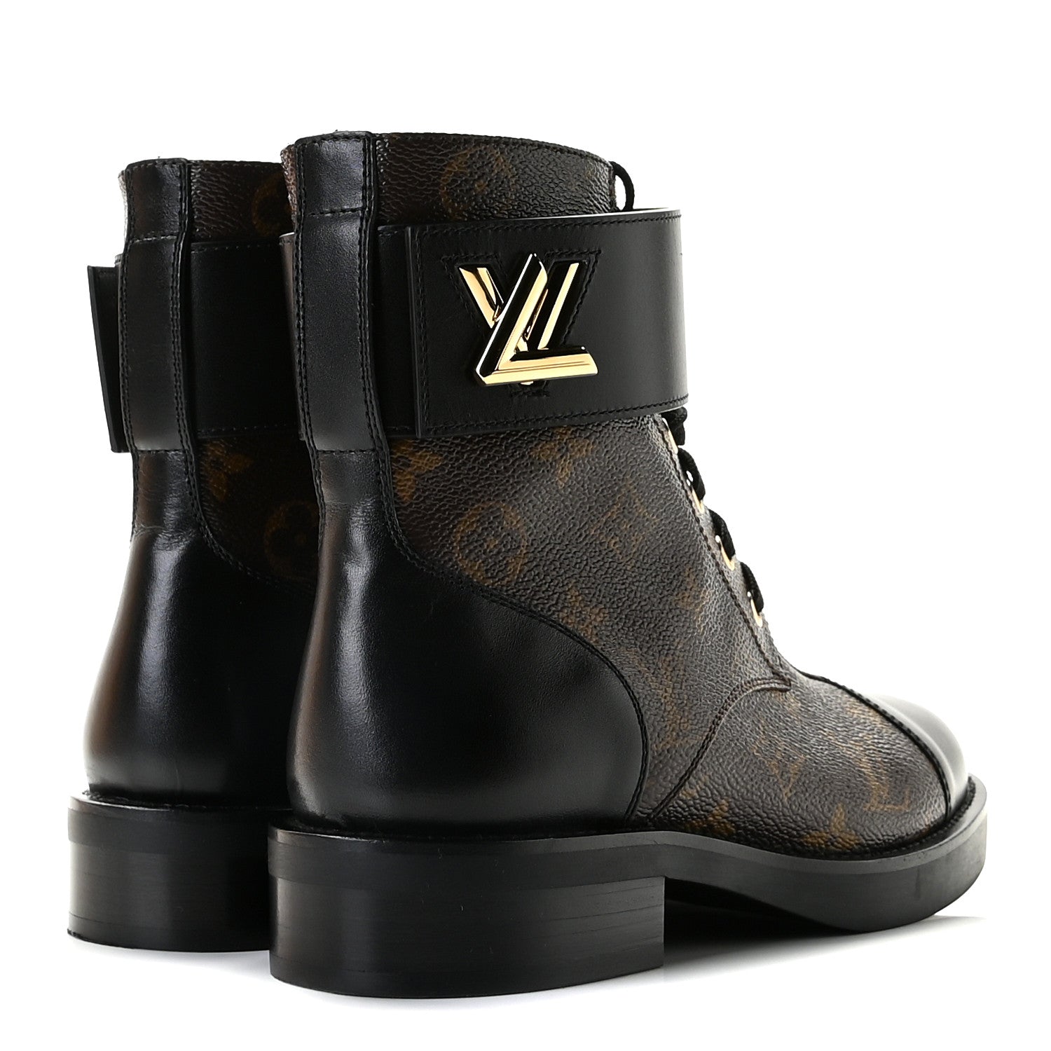 Louis Vuitton Monogram Calfskin Wonderland Flat Ranger Boots 36 Black 5 of 10