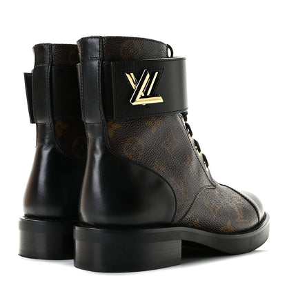Louis Vuitton Monogram Calfskin Wonderland Flat Ranger Boots 36 Black 5 of 10