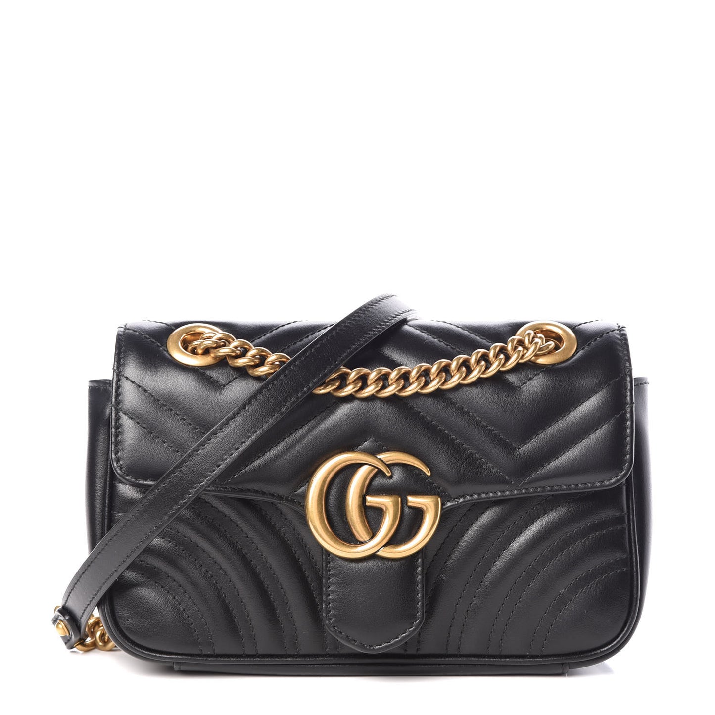Calfskin Matelasse Mini GG Marmont Shoulder Bag Black
