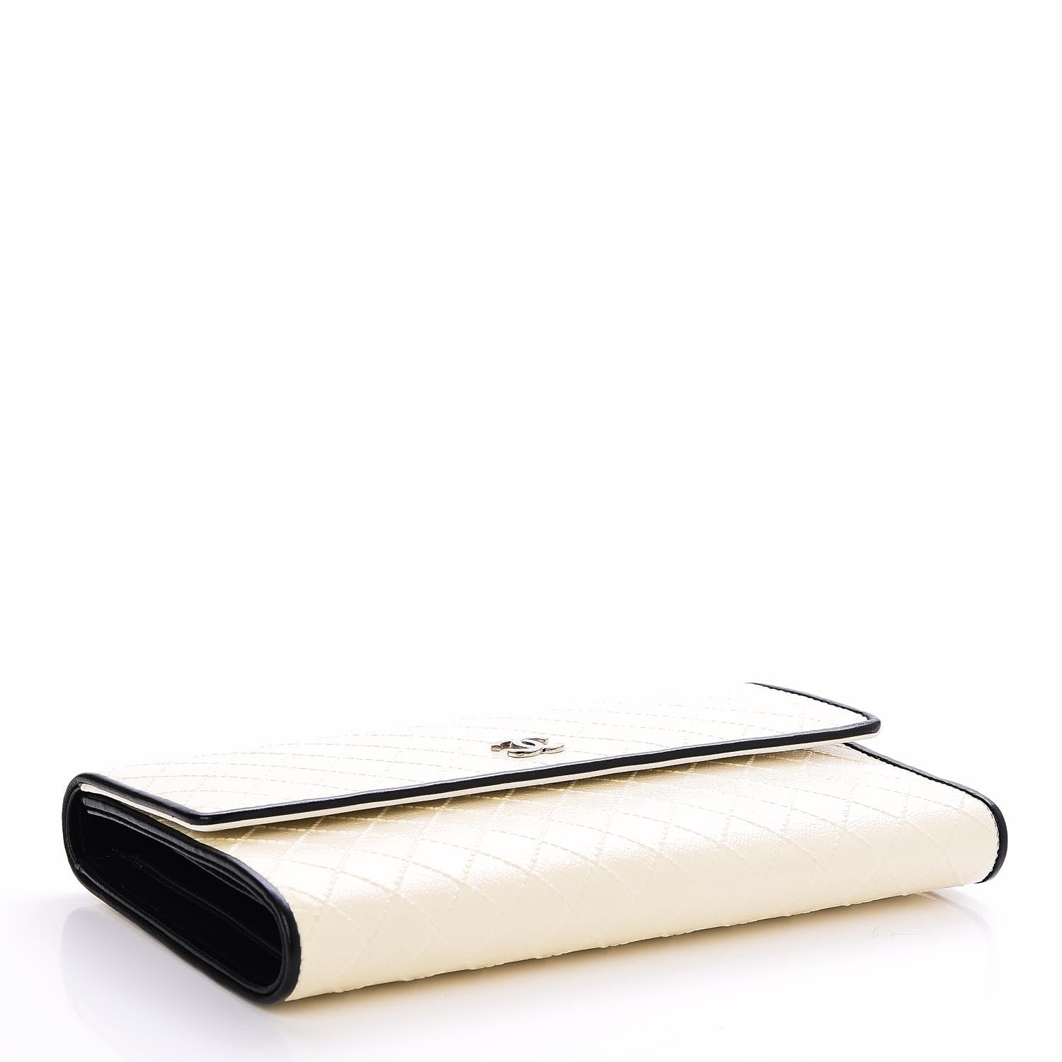 Chanel Calfskin Diamond Stitched Long Flap Wallet White 4 of 9