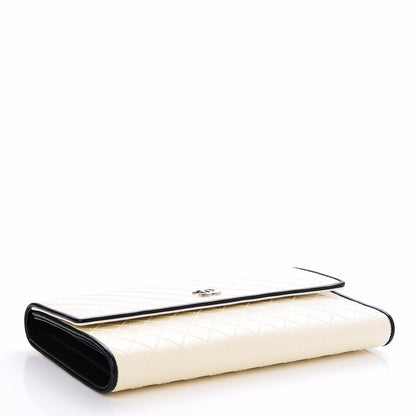 Chanel Calfskin Diamond Stitched Long Flap Wallet White 4 of 9