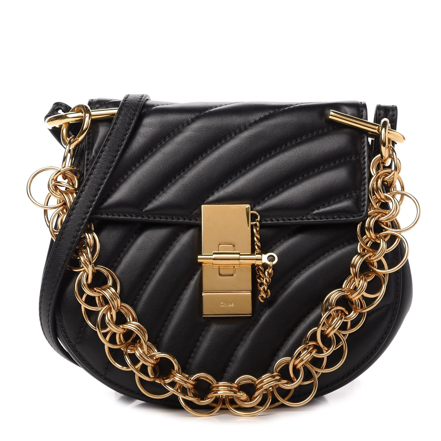 Chloe Calfskin Quilted Mini Drew Bijou Shoulder Bag Black 1 of 10