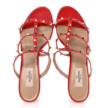Valentino Garavani Calfskin Nappa Rockstud 60mm Caged Slide Sandals 41 Rosso Valentino 2 of 12