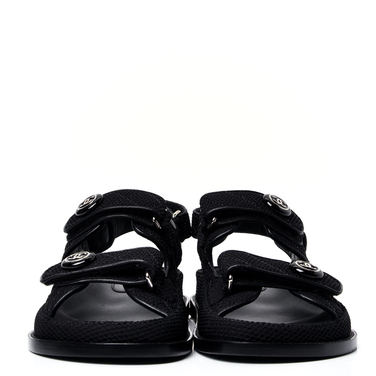 Chanel Fabric Velcro Dad Sandals 36.5 Black 2 of 6