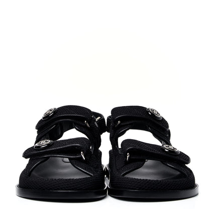 Chanel Fabric Velcro Dad Sandals 36.5 Black 2 of 6
