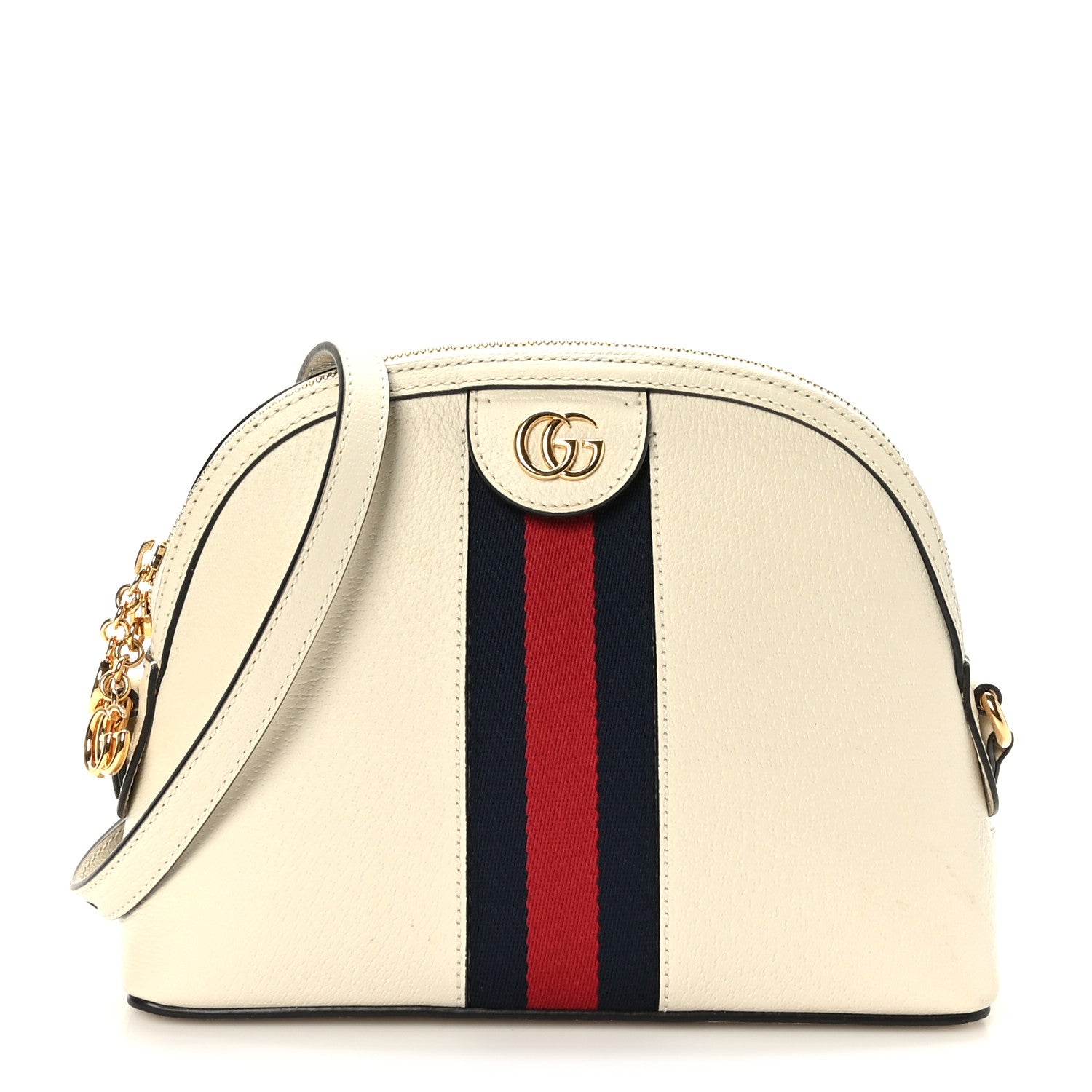 Gucci Textured Dollar Calfskin Web Small Ophidia Dome Shoulder Bag Mystic White 1 of 9