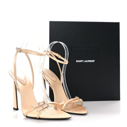 Saint Laurent Crepe Satin Crystal New Nuit 110 Sandals 39.5 Soft Nude 8 of 8