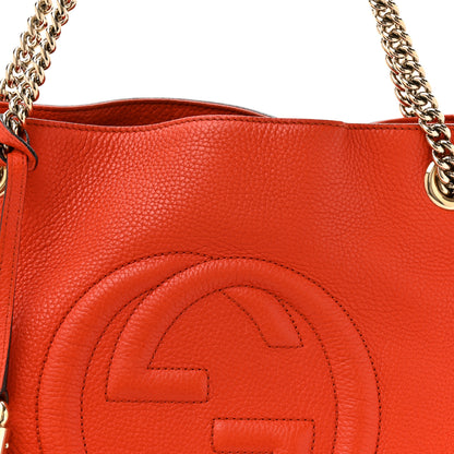 Gucci Pebbled Calfskin Medium Soho Chain Shoulder Bag Sun Orange 8 of 17
