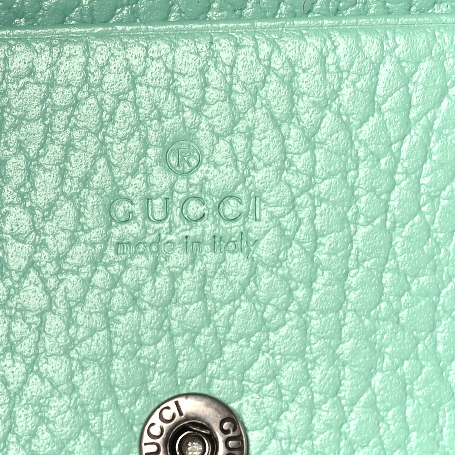 Gucci Dollar Calfskin Enamel Monochrome GG Marmont Top Handle Card Case Wallet Pepperlight Mint 7 of 10