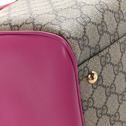 Gucci GG Supreme Monogram Medium Boston Beige Hibiscus Red New Rosette 9 of 13