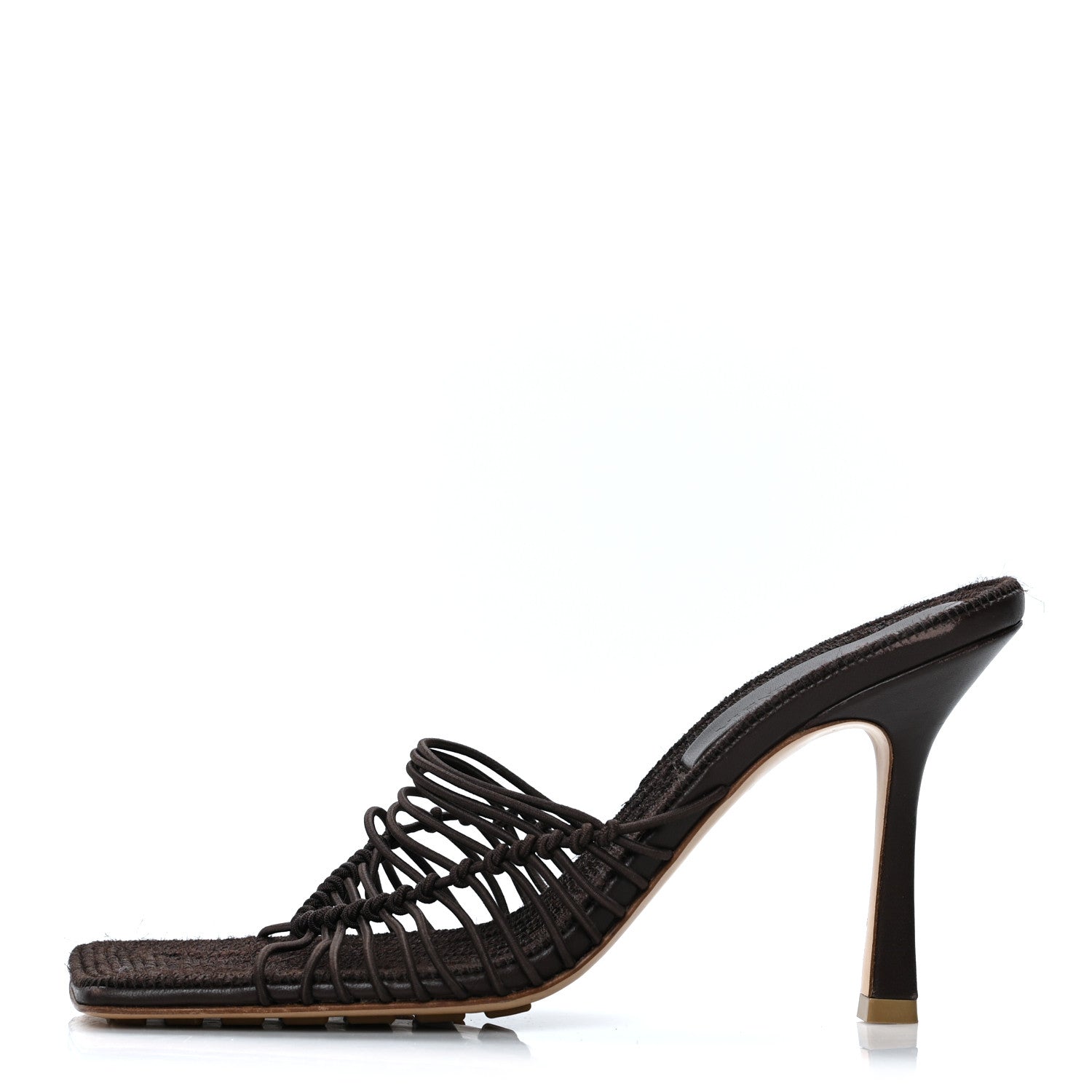 Bottega Veneta Raffia Elasticized Stretch Mule Sandals 38.5 Bitter Chocolate 1 of 7