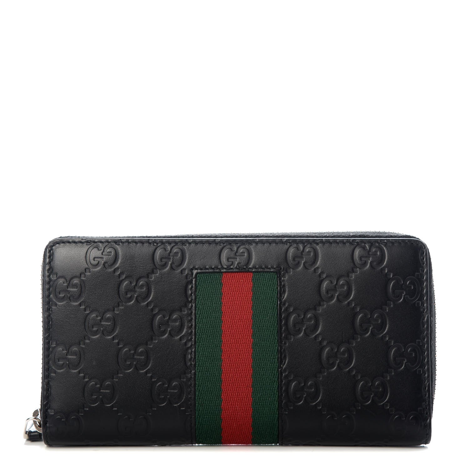 Gucci Guccissima Web Zip Around Wallet Black 1 of 7