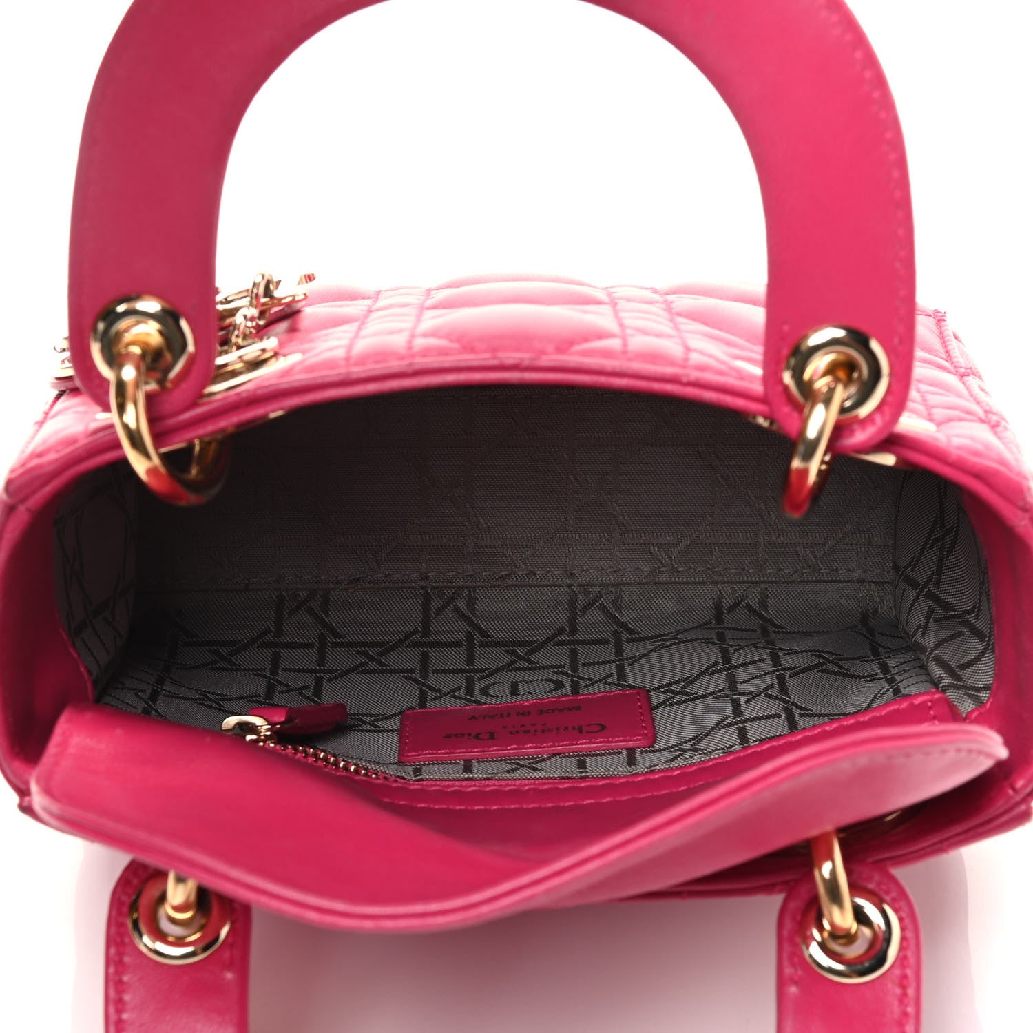Christian Dior Lambskin Cannage Mini Lady Dior Fuchsia 6 of 10