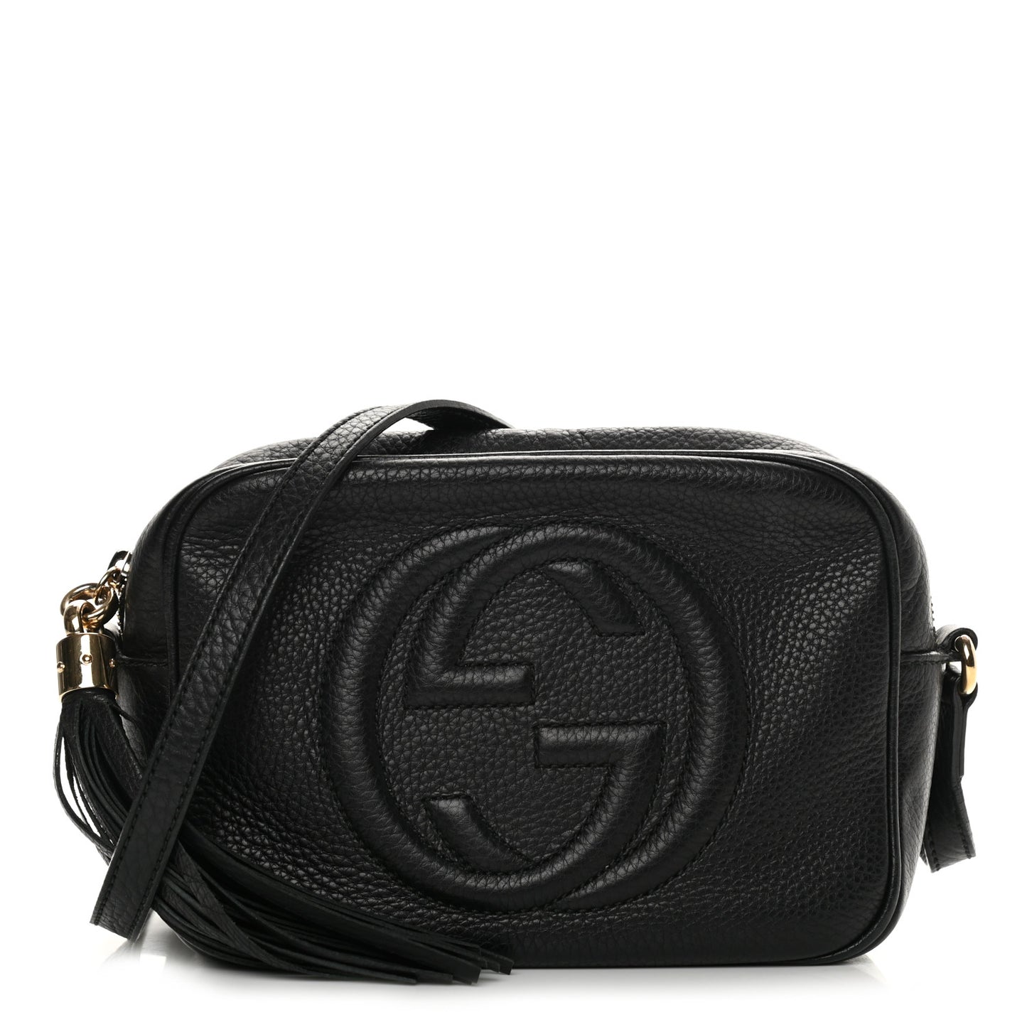Pebbled Calfskin Small Soho Disco Bag Black