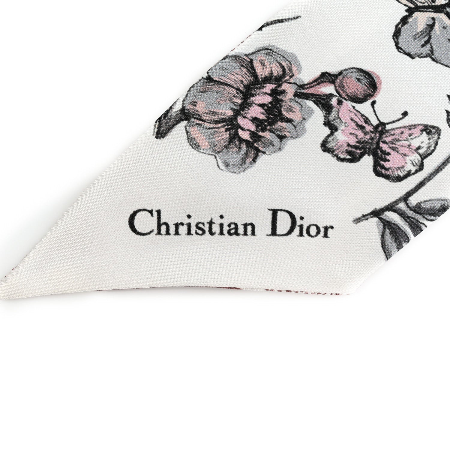 Christian Dior Silk Mitzah Scarf White Pink 2 of 4
