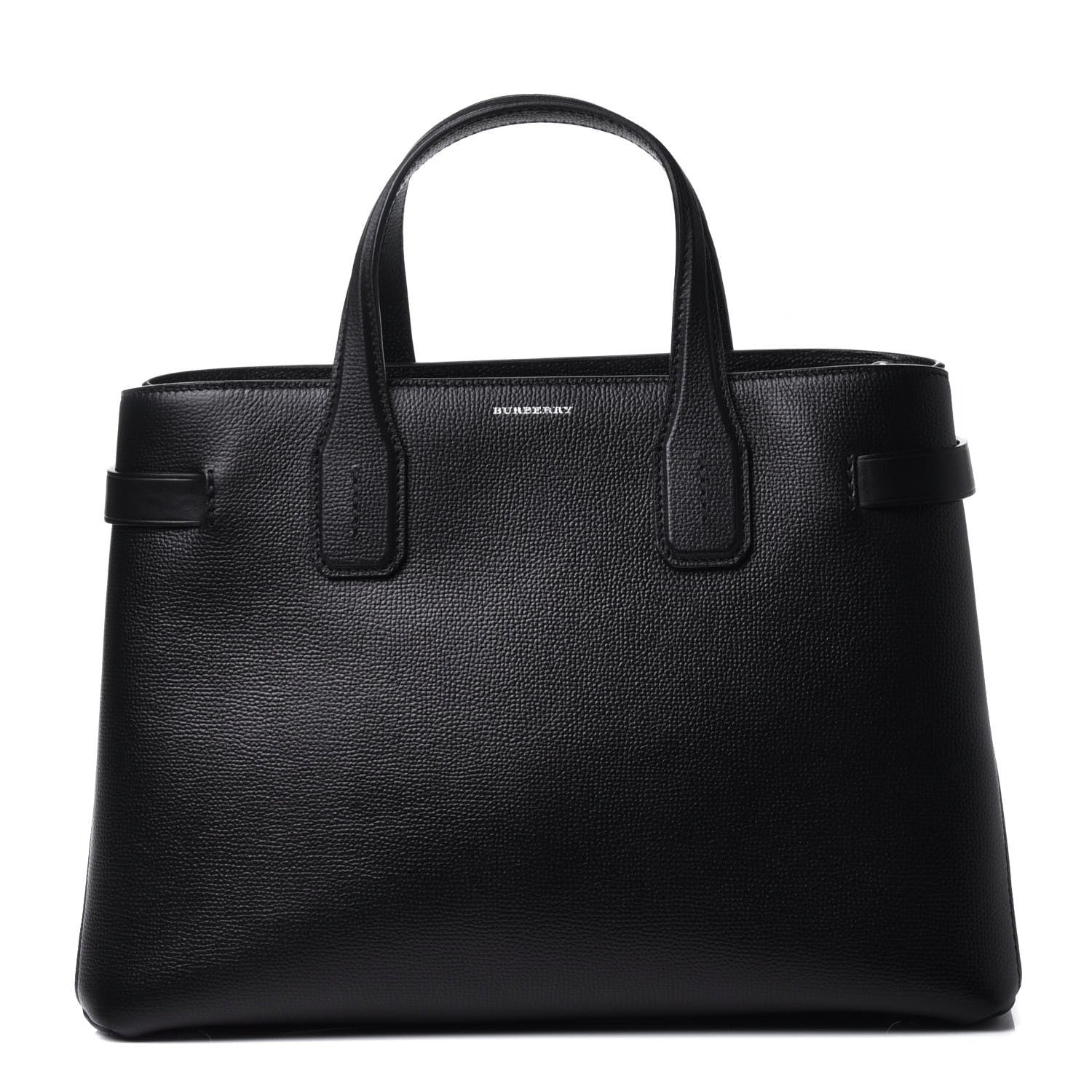Burberry Derby Calfskin House Check Medium Banner Tote Black 1 of 16