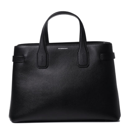 Burberry Derby Calfskin House Check Medium Banner Tote Black 1 of 16