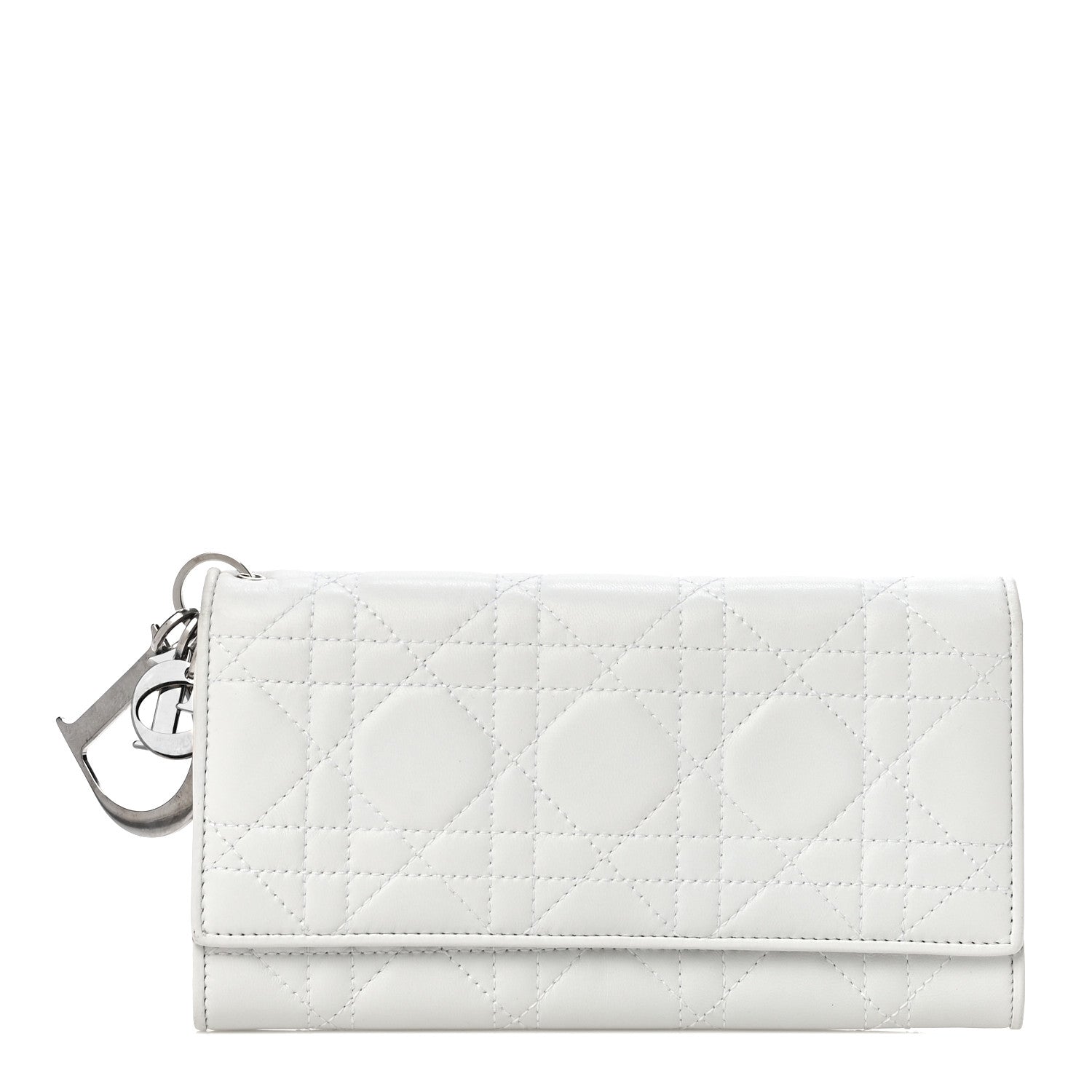 Christian Dior Lambskin Cannage Lady Dior Charm Wallet White 1 of 9