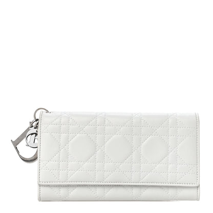 Christian Dior Lambskin Cannage Lady Dior Charm Wallet White 1 of 9