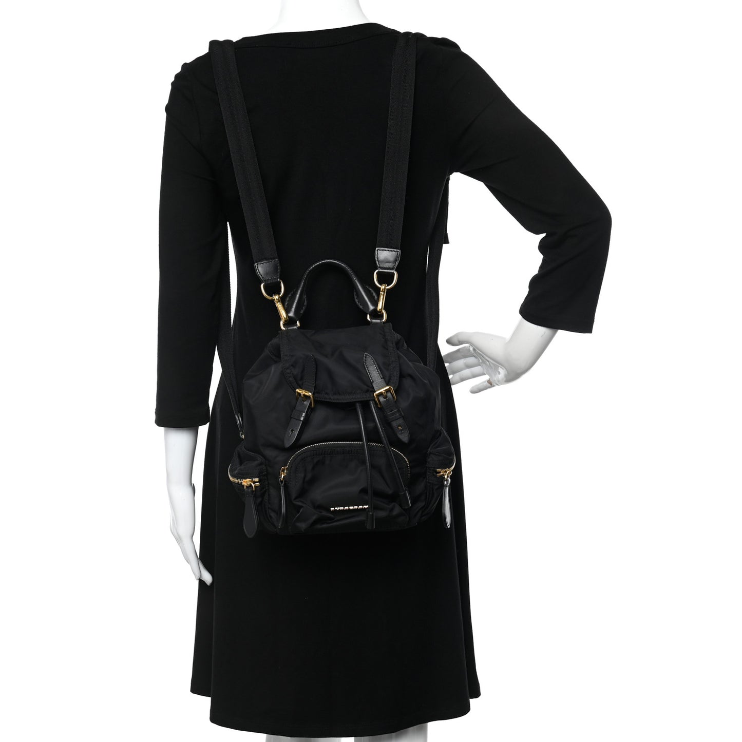Nylon Small Crossbody Rucksack Backpack Black