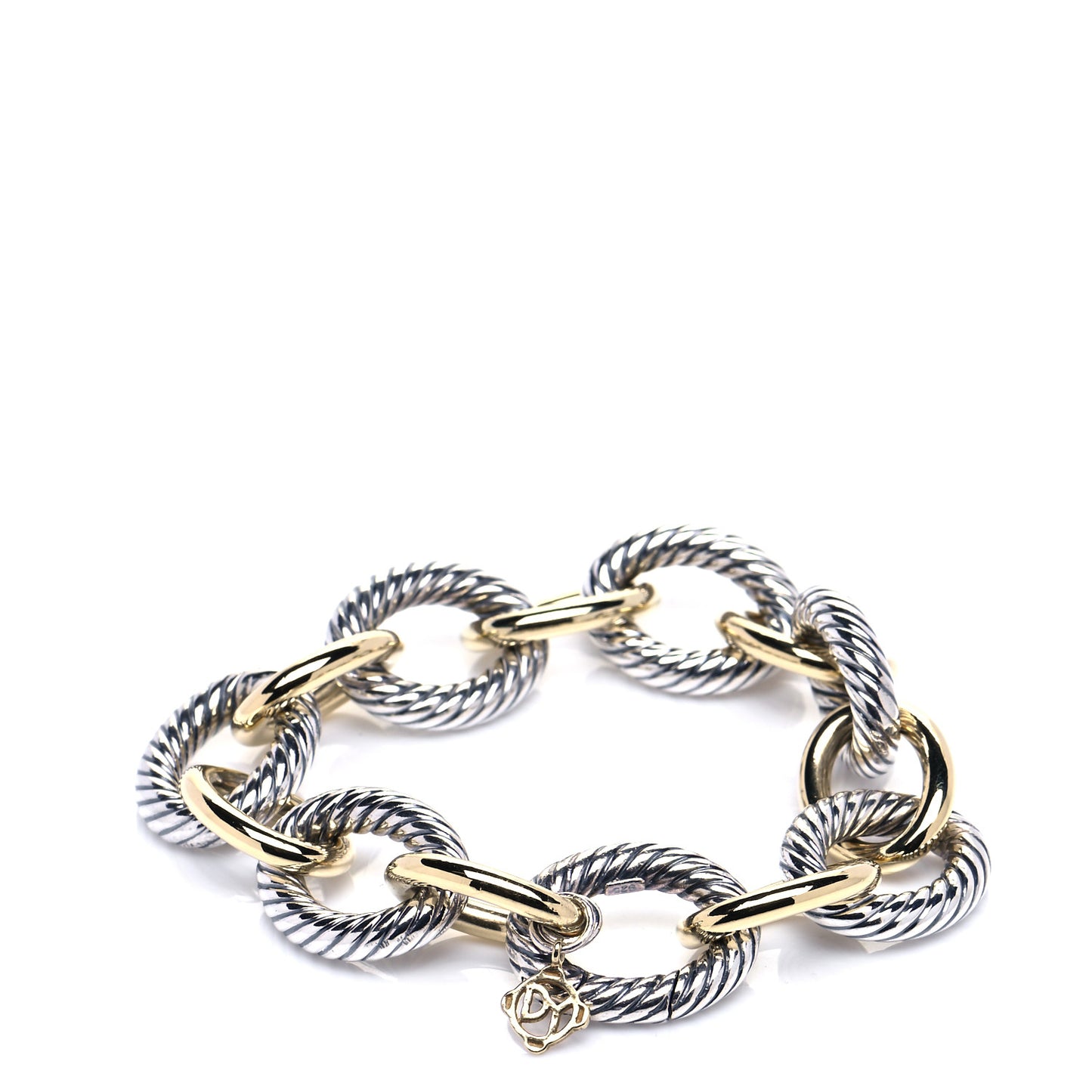 Sterling Silver 18K Yellow Gold 17mm Extra Large Oval Link Bracelet