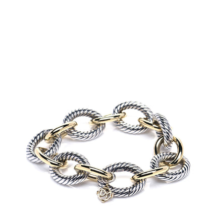 David Yurman Sterling Silver 18K Yellow Gold 17mm Extra Large Oval Link Bracelet 3 of 6