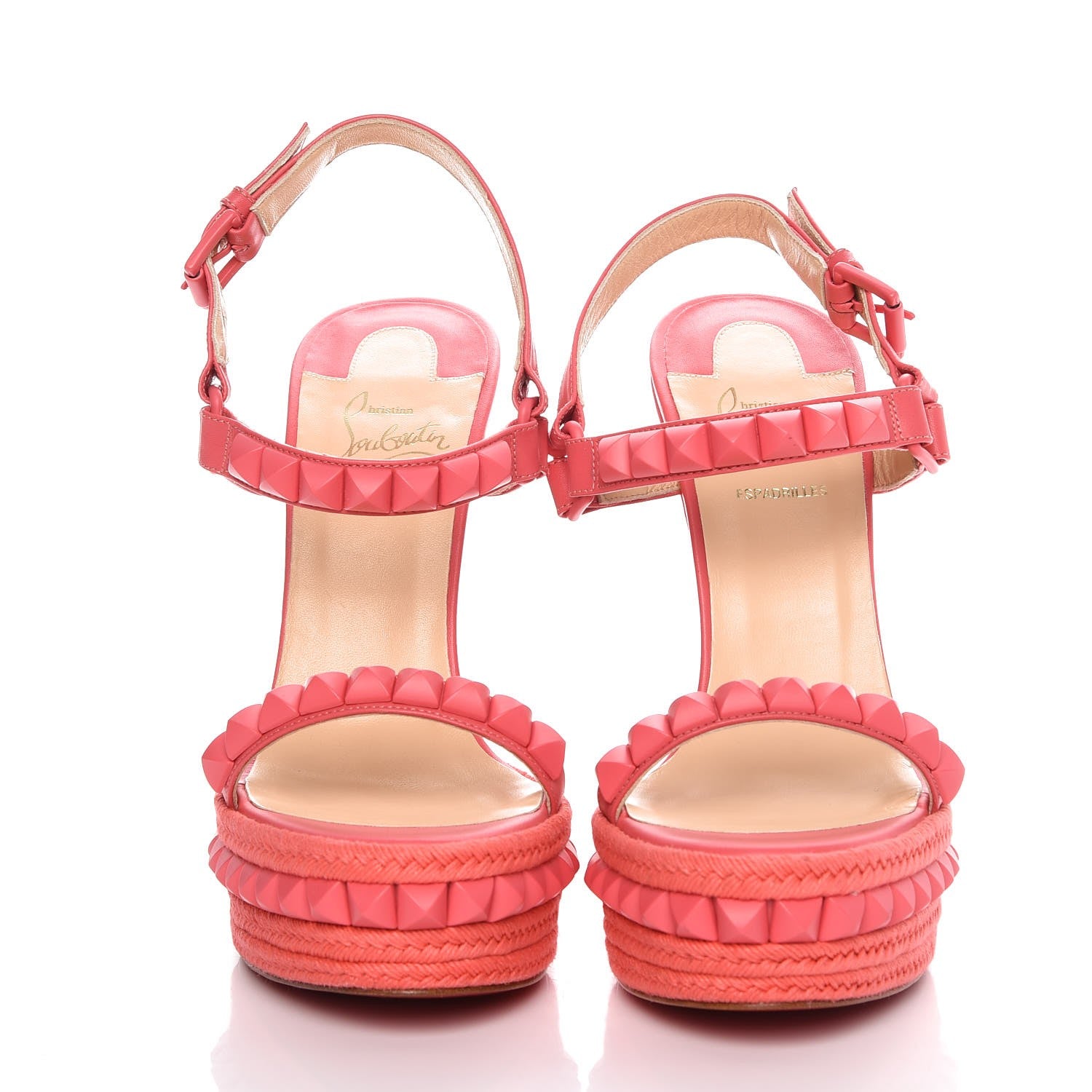 Christian Louboutin Calfskin Rope Cataclou 140 Wedge Sandals 38 Framboisine 2 of 8