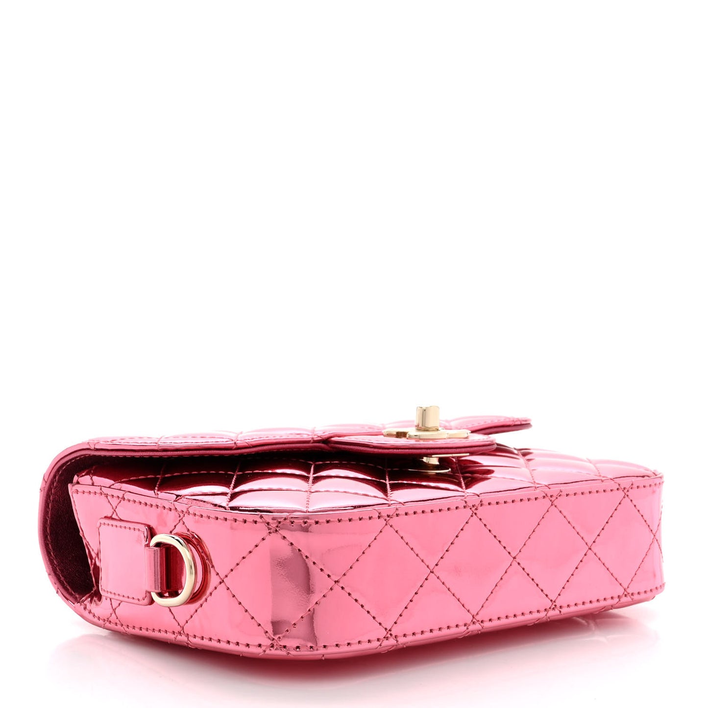 Mirror Calfskin Metallic Lambskin Quilted Hollywood Boulevard Mini Flap With Star Coin Purse Pink