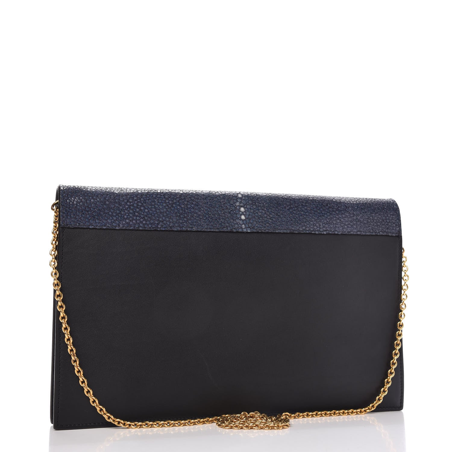 Celine Stingray Calfskin Clutch on a Chain Navy 3 of 9