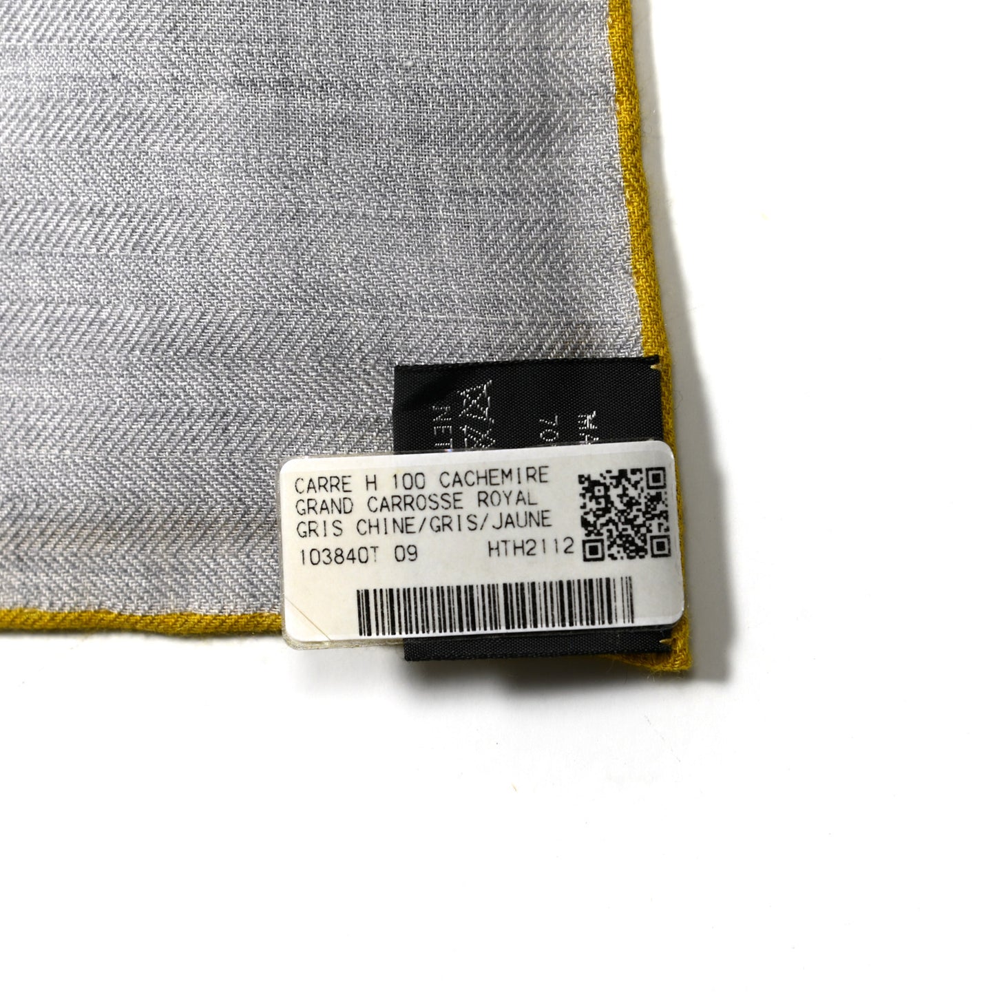Cashmere Silk Grand Carrosse Royal Scarf 100 Gris Chine Gris Jaune