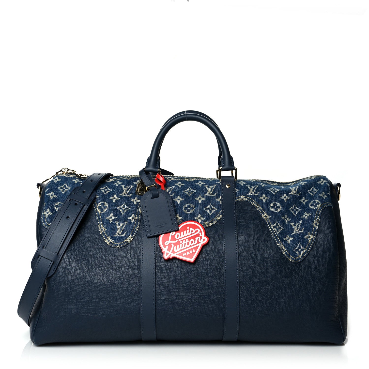 Louis Vuitton X NIGO Taurillon Monogram Denim Drip Keepall Bandouliere 50 Blue 1 of 11